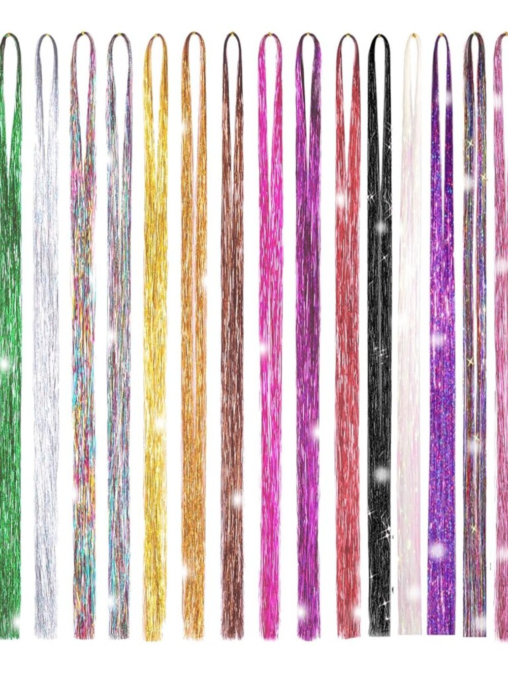 Hair Tinsel Kit, 12 Colors, 2500 Strands, 48 Inch Fairy Hair